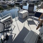 Niederländische Motoryacht Smelne 1140 Dreamflower (1985) – Achterdeck mit Außensteuerrad