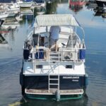 Niederländische Motoryacht Smelne 1140 Dreamflower (1985) – Heck und Badeplattform