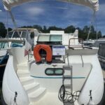 Flusskreuzer Nicols 1100 Lodève (1998) – Achterdeck mit Badeleiter und Sonnenverdeck