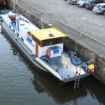 Wohnschiff 19,46 m (1905) – Heckansicht am Liegeplatz mit Steuerhaus