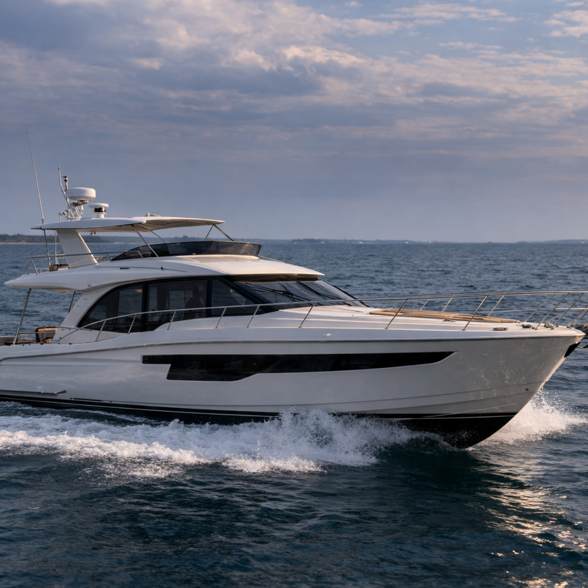 Image d'un bateau avec une coque de couleur blanche naviguant en pleine mer